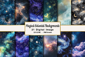 Magical Celestial Backgrounds, an Illustration by OK Design