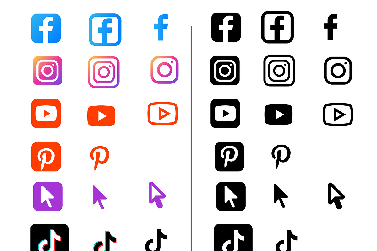 Social Media Icons Set, a Solid Icon by FarhanYousaf