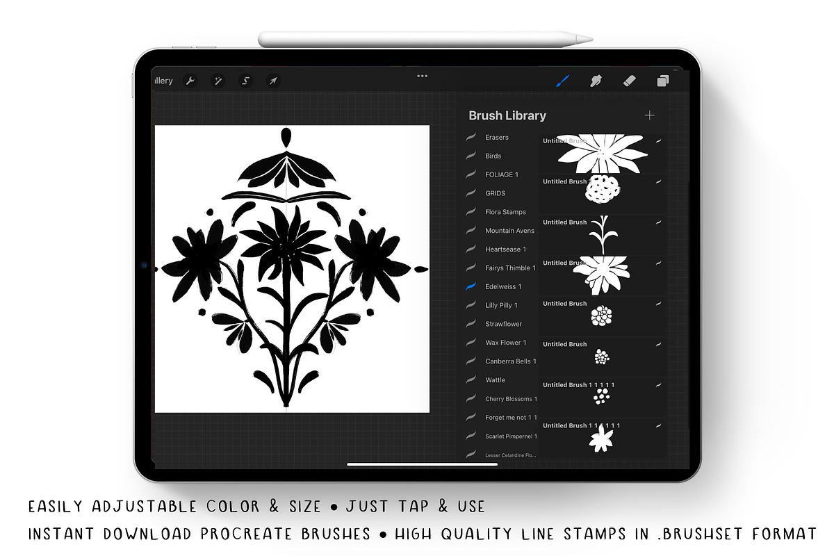 Procreate Brush Stamps - Edelweiss, a Brush Add-On by Gabba Delgado (Photo 2 of 4)