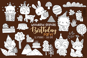 Woodland Animal Birthday Colouring