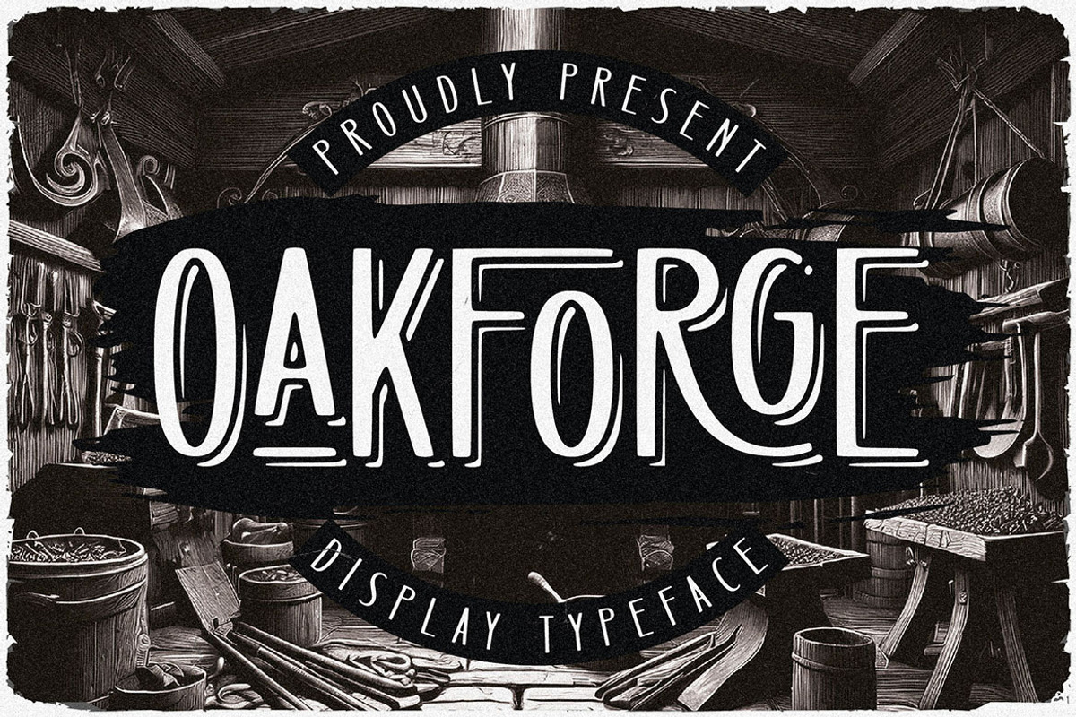 Oakforge - Retro Display Font, a Sans Serif Font by JumboDesign (Photo 1 of 6)