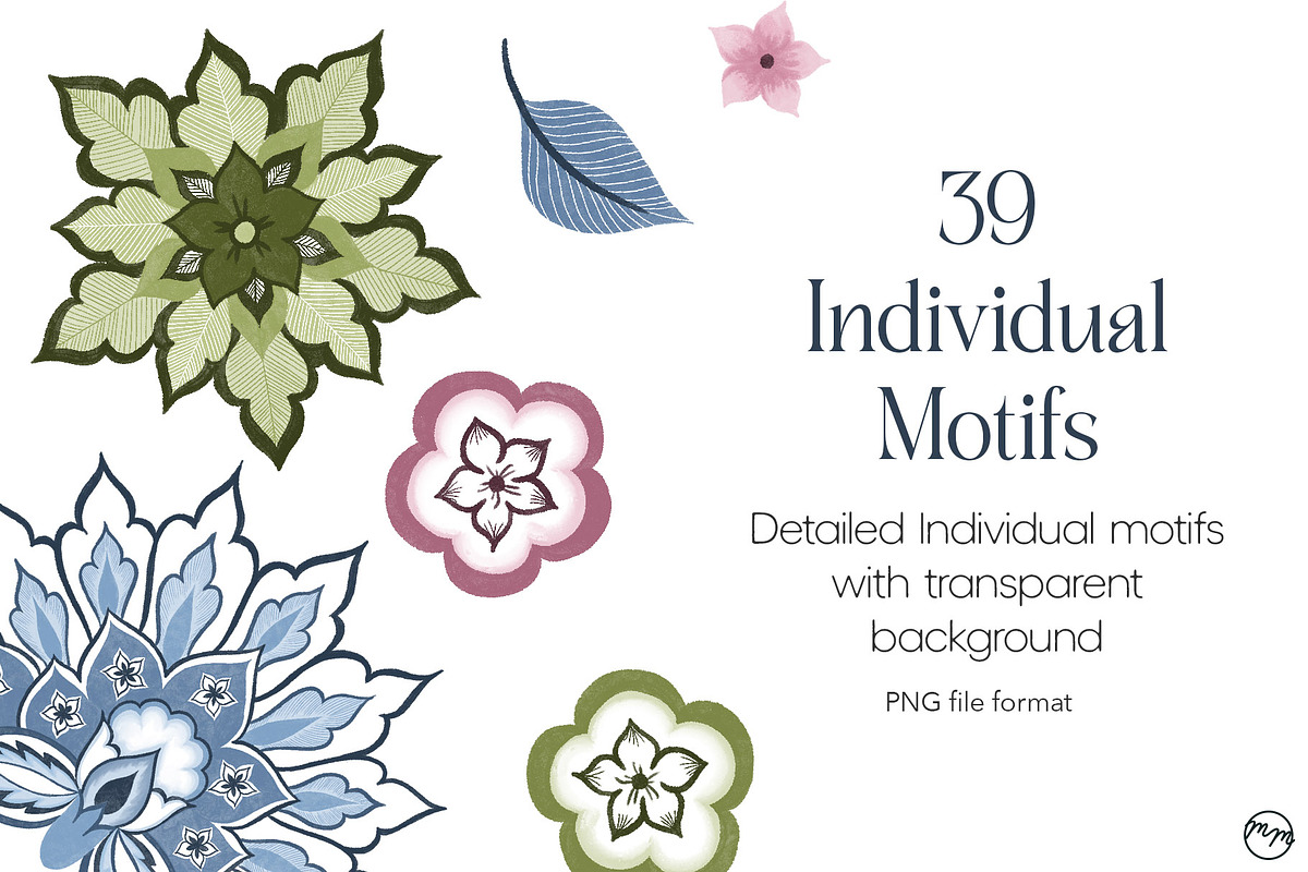 Chinoiserie Floral Patterns & Motifs, a Pattern Graphic by MenoMelo Studio (Photo 6 of 8)