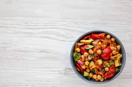 Homemade Avocado Chickpea Salad with Chili Lime Dressing in a Bo, a Food & Drink Photo by LiudmylaChuhunova