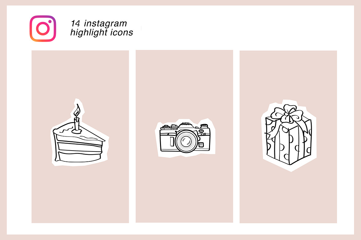 14 Instagram Stories Highlight Icons, a Social Media Template by Kristina Dubnovitskaya (Photo 3 of 5)
