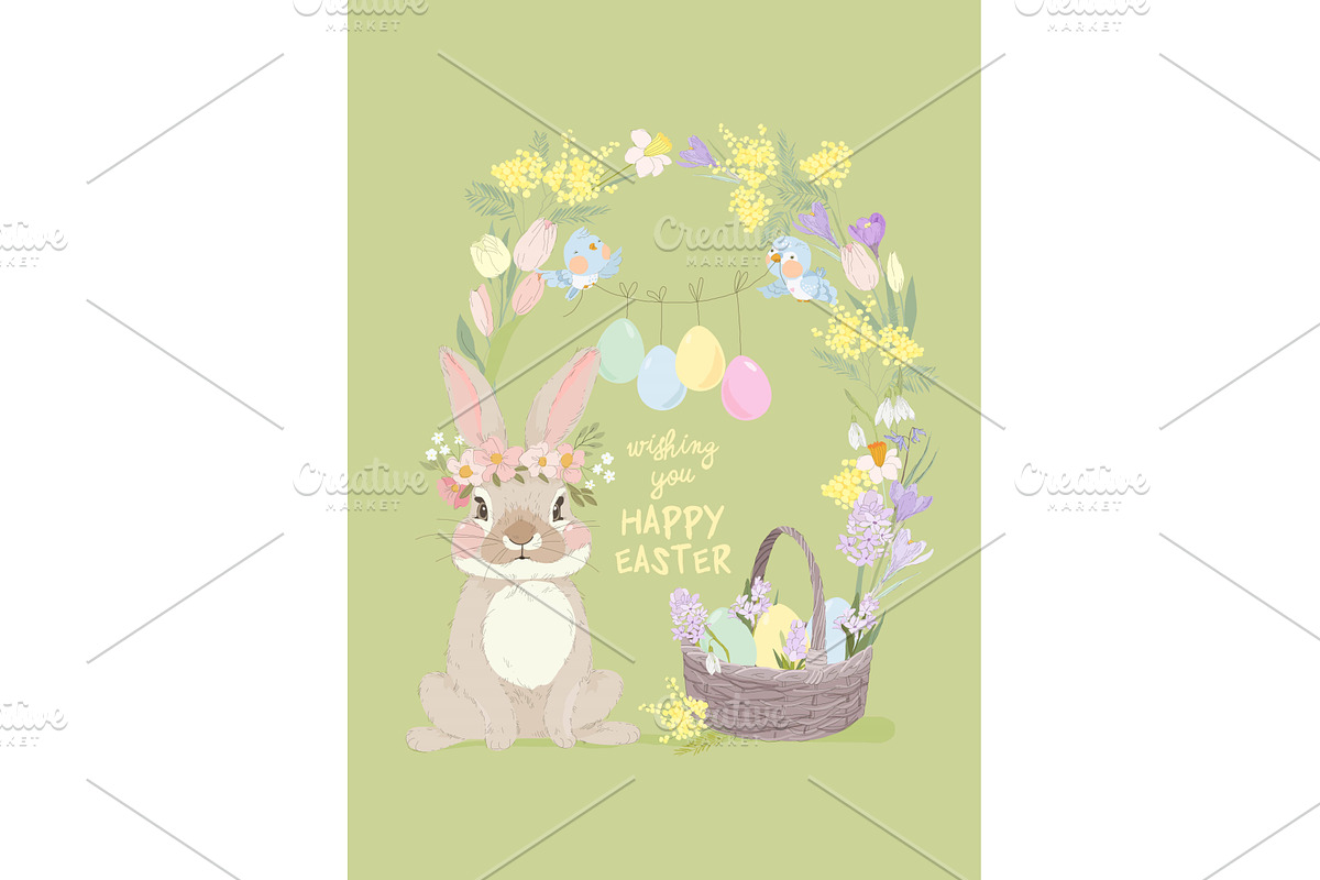 Happy Easter Greeting Card with Cute, an Object Illustration by Maria Starus