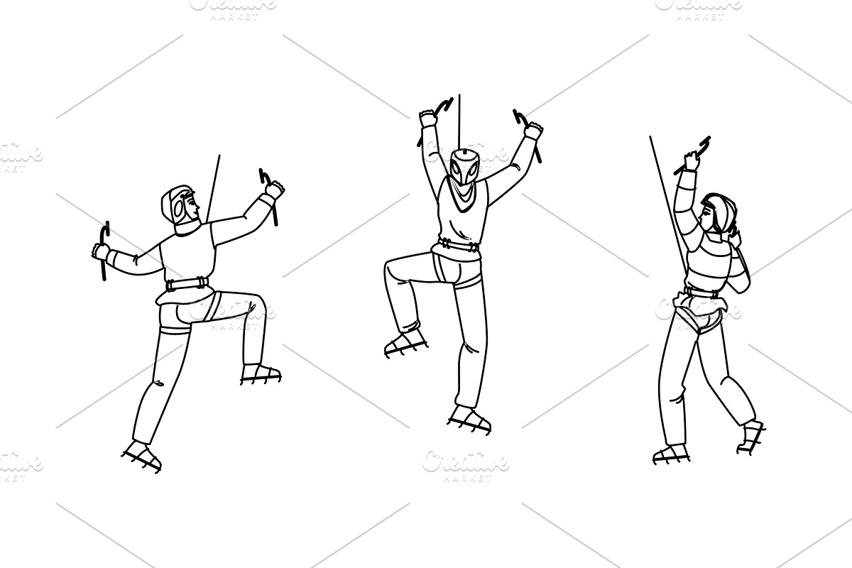 winter ice climbing vector, a Sport Illustration by pikepicture
