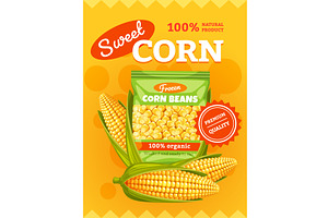 Corn product poster. Sweet frozen, a Food Illustration by YummyBuum