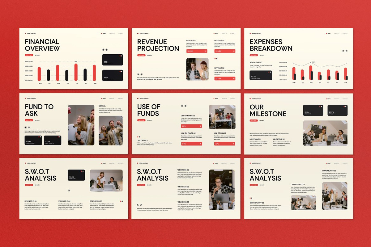 Beige Red Investor Pitch Deck PPT, a Presentation Template by graphicook (Photo 3 of 5)