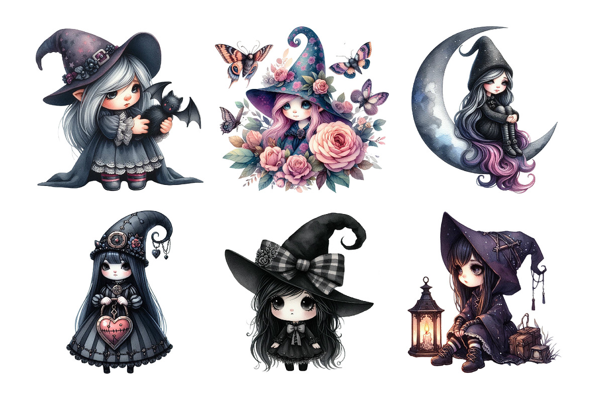 Gothic Girl Gnomes Clipart, an Illustration by Daily.Designs (Photo 3 of 5)