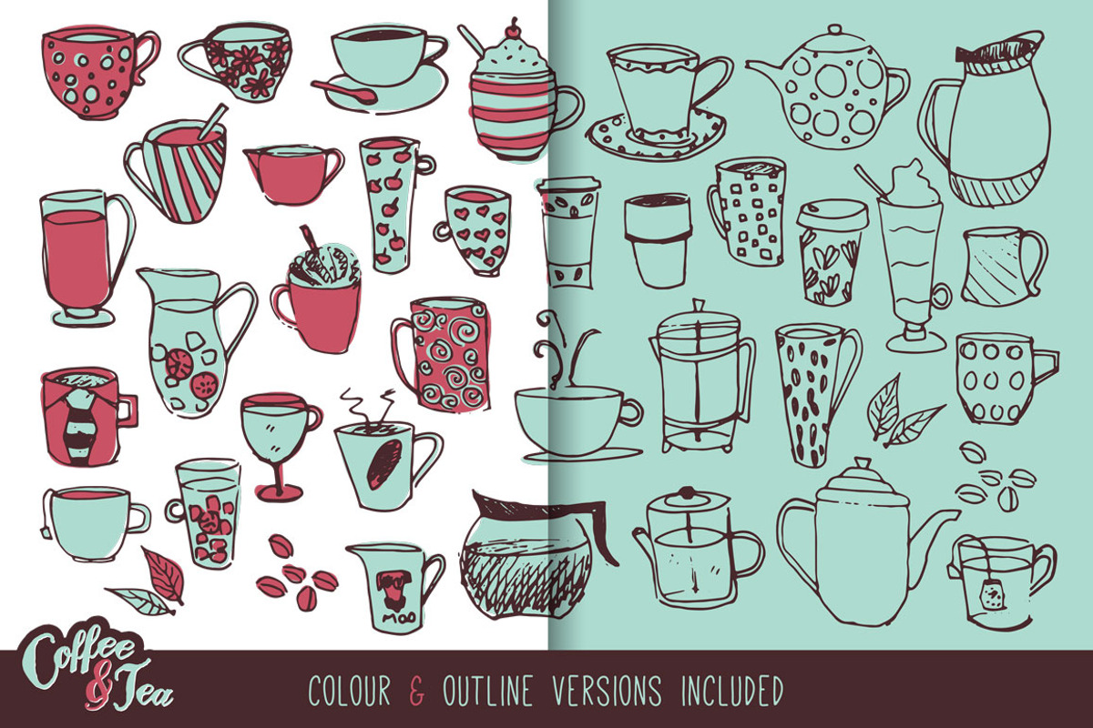 Coffee & Tea Icon/Pattern Pack preview 2