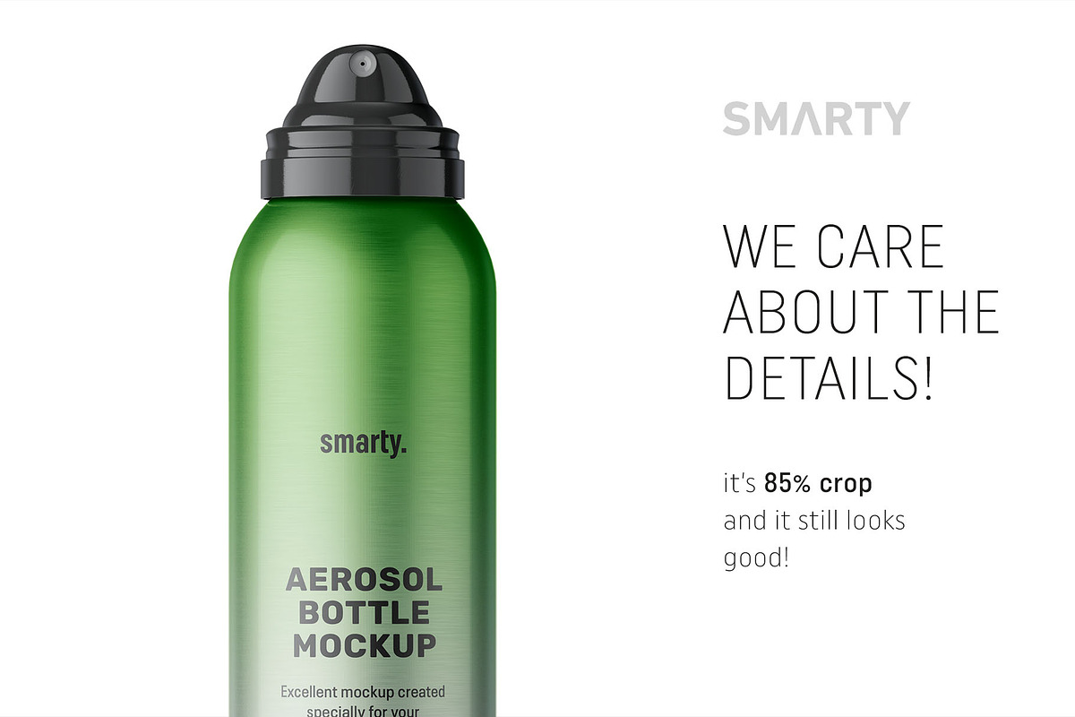 Metallic aerosol bottle mockup, a Packaging Mockup by Smarty Mockups (Photo 4 of 5)