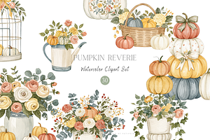 Autumn Pumpkin Watercolor Bundle