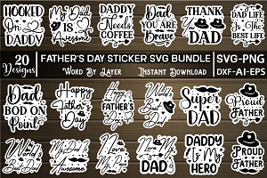 Fathers Day Sticker SVG Bundle