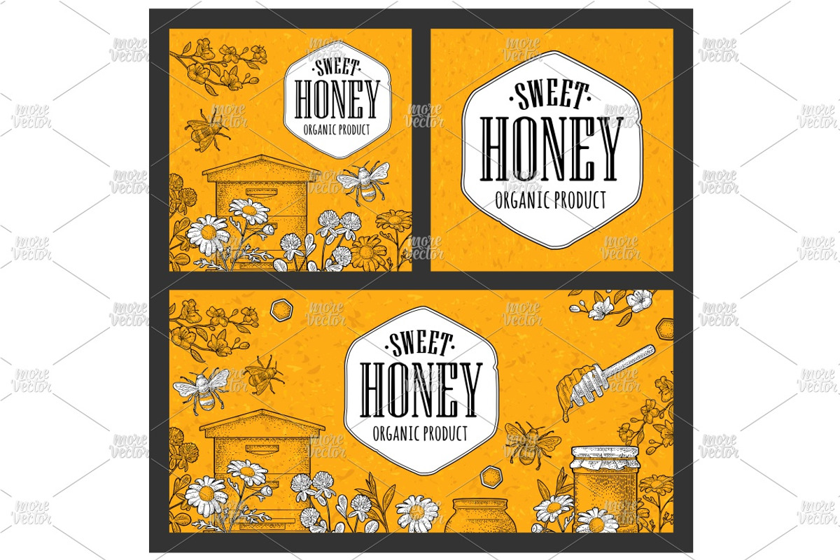 posters honey engraving, a Flyer Template by MoreVector