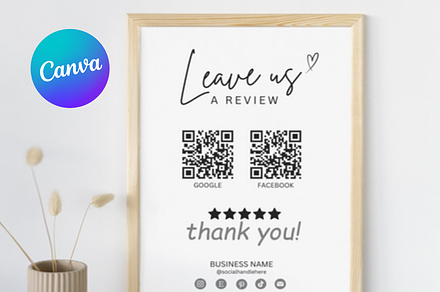 Ask For Review QR Code Sign Template