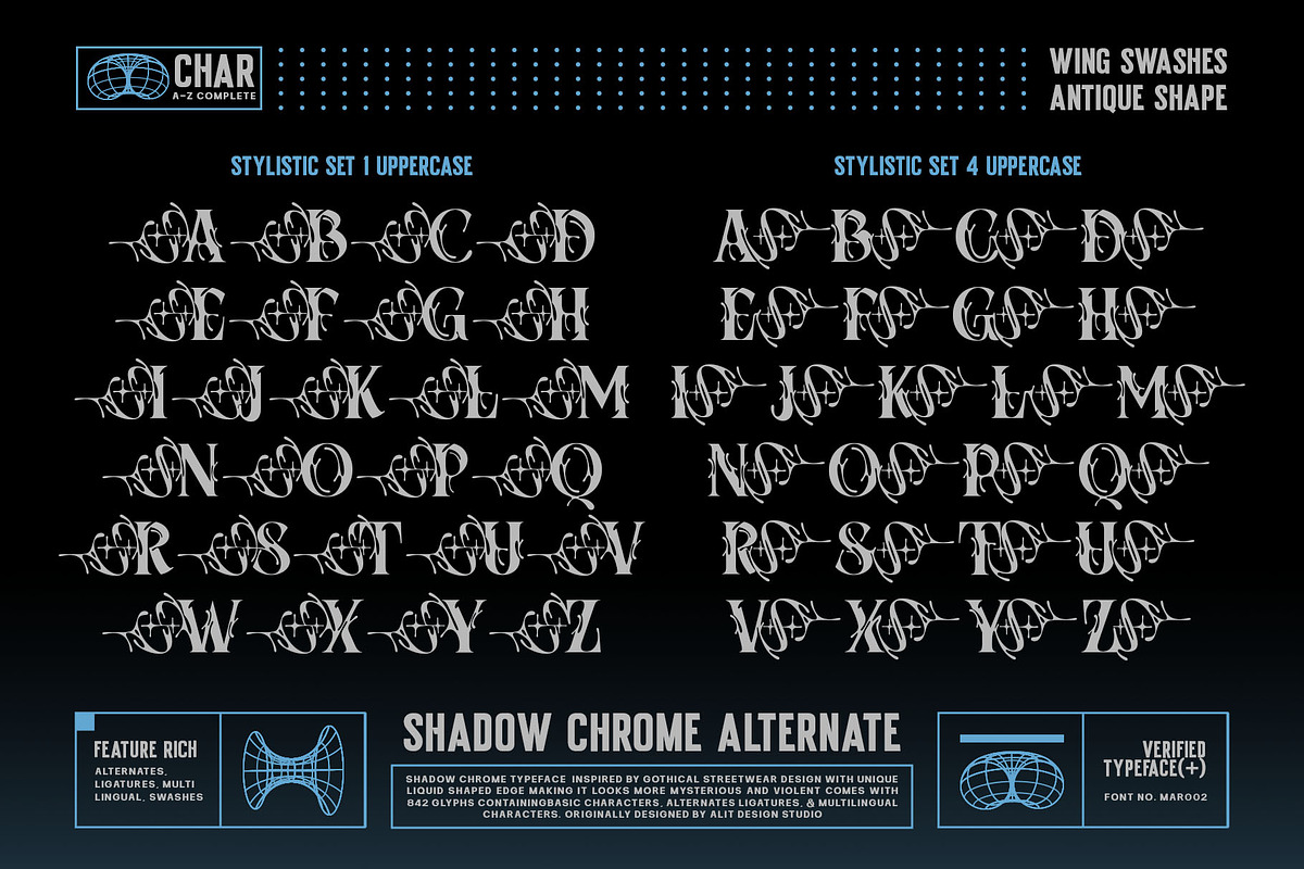Shadow Chrome Typeface, a Serif Font by alit design (Photo 3 of 17)