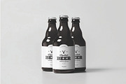 Three Glass Beer Bottles Mockup, an Advertising Mockup by DesignRushMarket (Thumbnail 1 of 2)