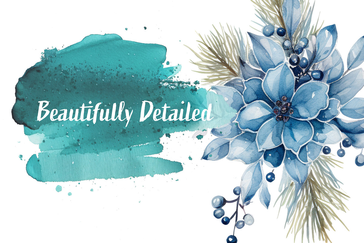 Blue Watercolor Christmas Decor Clip, a Seasonal Illustration by Verdigris Studios (Photo 4 of 4)