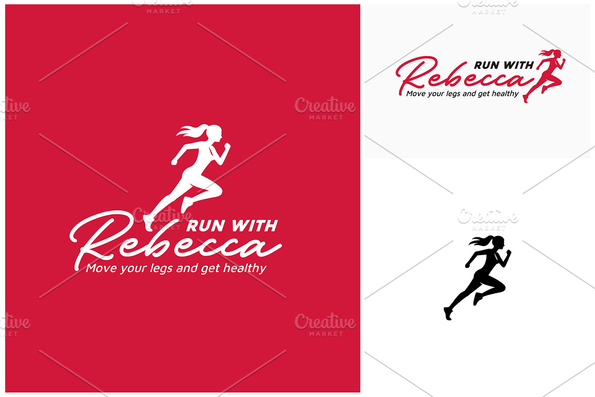 Woman Sprint Running Silhouette Logo, a Branding & Logo Template by Enola99d