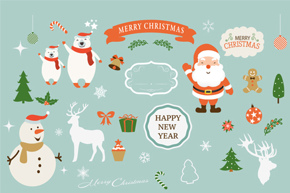 Christmas & New Year clipart set, an Illustration by Creative Shop