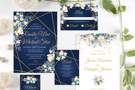 Navy Wedding Invitation Template