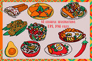 Mexican food. Hand drawn clipart., a Food Illustration by TatianaBannikova (Thumbnail 2 of 8)