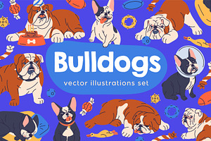 English & French bulldogs, dogs set, an Animal Illustration by Good Studio