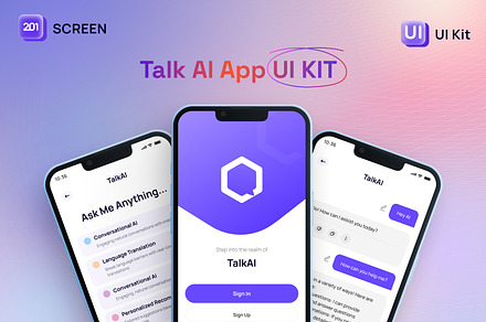 Talkai - Ai Chabot app UI KIT, an UI Kit Template by Mondols Graphic
