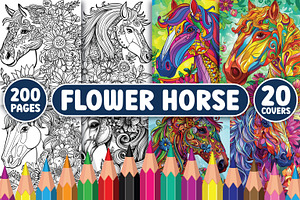 200 Flower Horse Coloring Pages