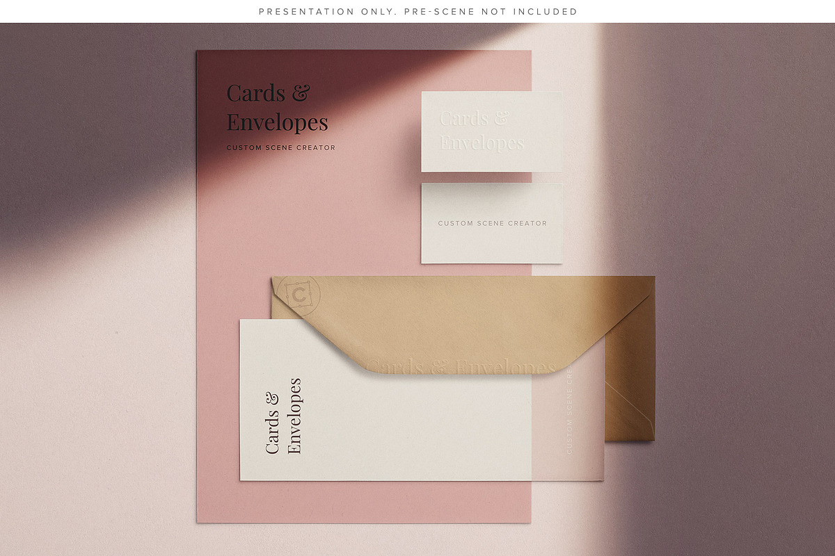Cards & Envelopes Mockups Scene, a Print Template by Custom Scene (Photo 3 of 19)