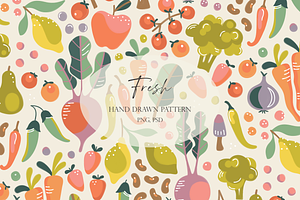 'Fresh' Fruit And Vegetables Pattern