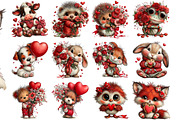 Whimsical Valentine Animal Clipart, an Illustration by DreamArtGraphic (Thumbnail 2 of 4)