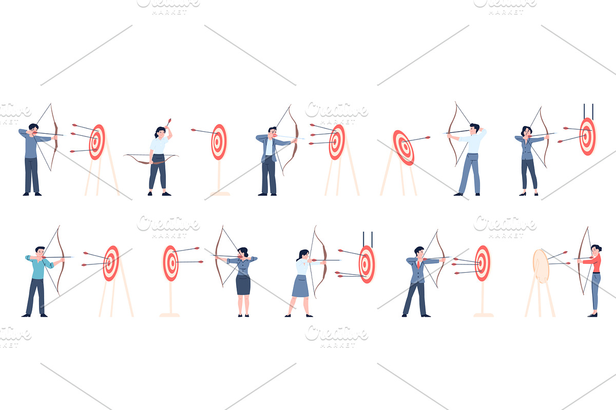 Business people shoot targets, a Finance Illustration by LadadikArt