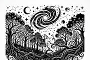 50 Mystical Galaxy Forest Silhouette, a Technology Illustration by Amazin_art (Thumbnail 22 of 34)