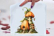 Watercolor Pumpkin Houses Clipart, an Illustration by SVGArt (Thumbnail 8 of 9)