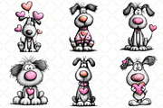Whimsical Valentine Dog Clipart PNG, an Illustration by Black Bird Studio (Thumbnail 5 of 6)