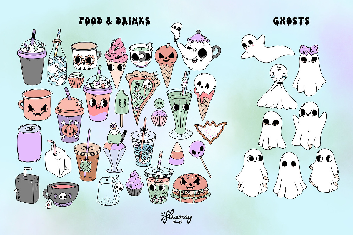 Pastel Goth Halloween creepy bundle, a Seasonal Illustration by Huxmay (Photo 7 of 16)