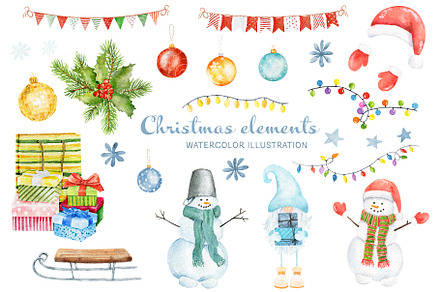 Watercolor Christmas illustrations