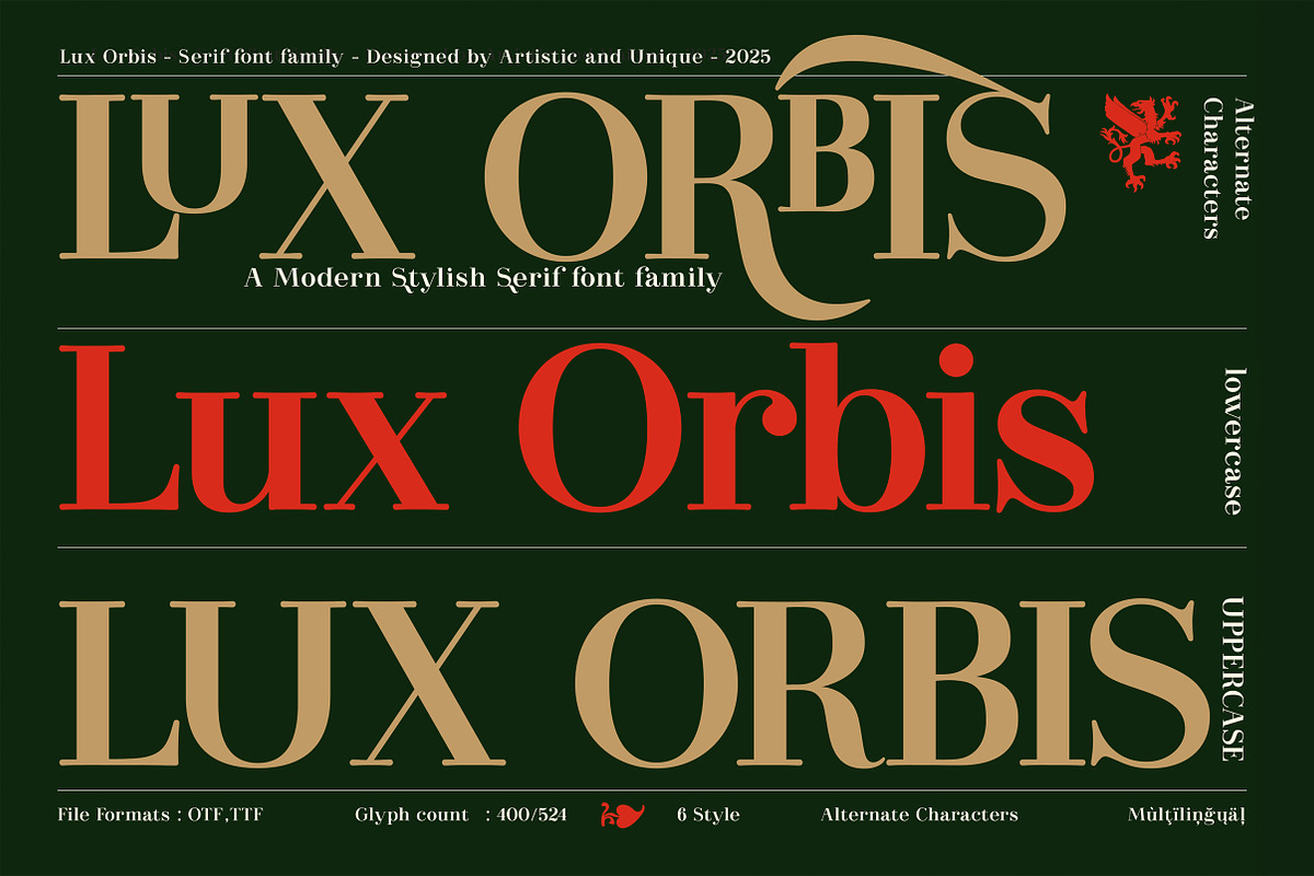 Lux Orbis - Serif font family, a Font by Artistic & Unique (Photo 4 of 15)