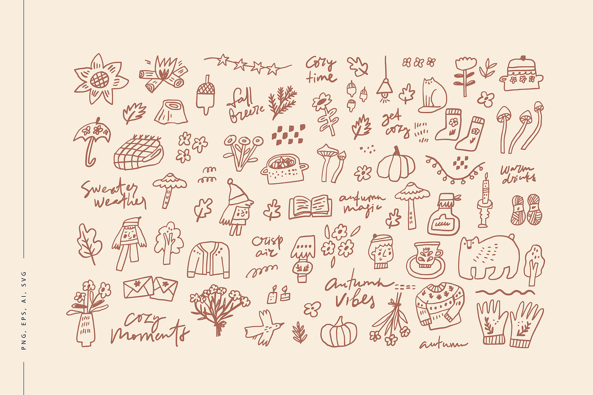 Autumn vibes | Hand drawn clipart, a Seasonal Illustration by Favete Art (Photo 3 of 10)
