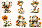 Watercolor Sunflower Animals Clipart, a Transportation Illustration by Digital Artistic99 (Thumbnail 3 of 9)