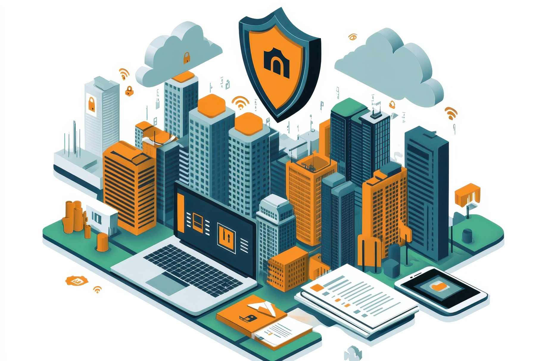 Smart City Secure Network Protection, an Abstract Photo by Pixeness Studio