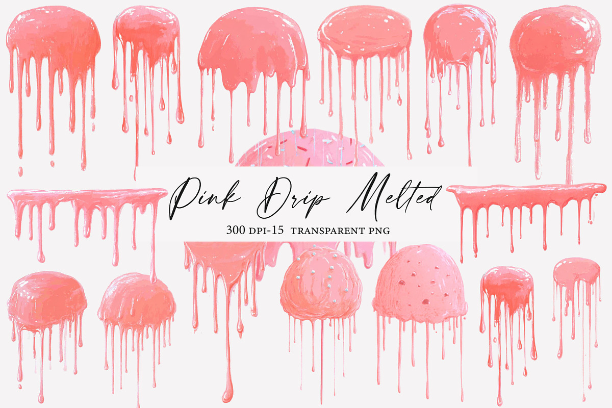 Pink Drip Melted Sublimation Bundle, an Illustration by Designworld (Photo 1 of 4)