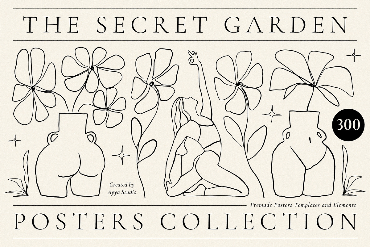 300 Line Art Gallery Set Prints, a Decorative Illustration by Ayya Studio (Photo 1 of 20)