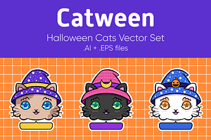 Catween - Halloween Cats Vector Set