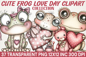 Cute Frog Love Day Clipart, an Illustration by RobertsArt