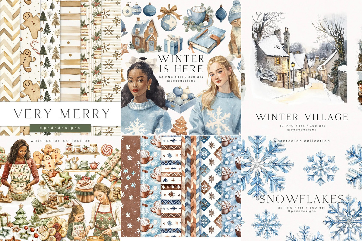 Winter & Christmas Mega Bundle 2000+, a Seasonal Illustration by PeDe Designs (Photo 4 of 18)