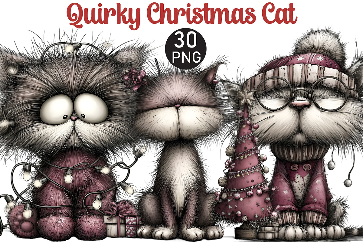 Quirky Christmas Cat, an Illustration by Black Bird Studio (Photo 1 of 6)