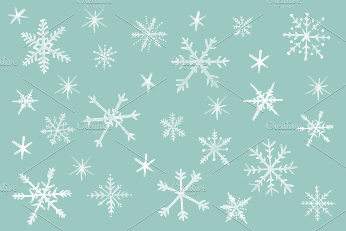 Watercolor snowflakes brushes (PS), a Brush Add-On by Little Bean (Photo 2 of 7)