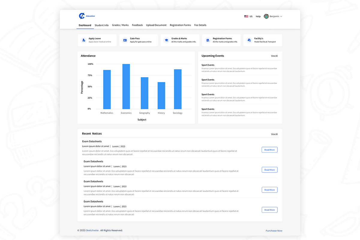 Student Portal UI Kit, an UI Kit Template by Sketchwiredesigns